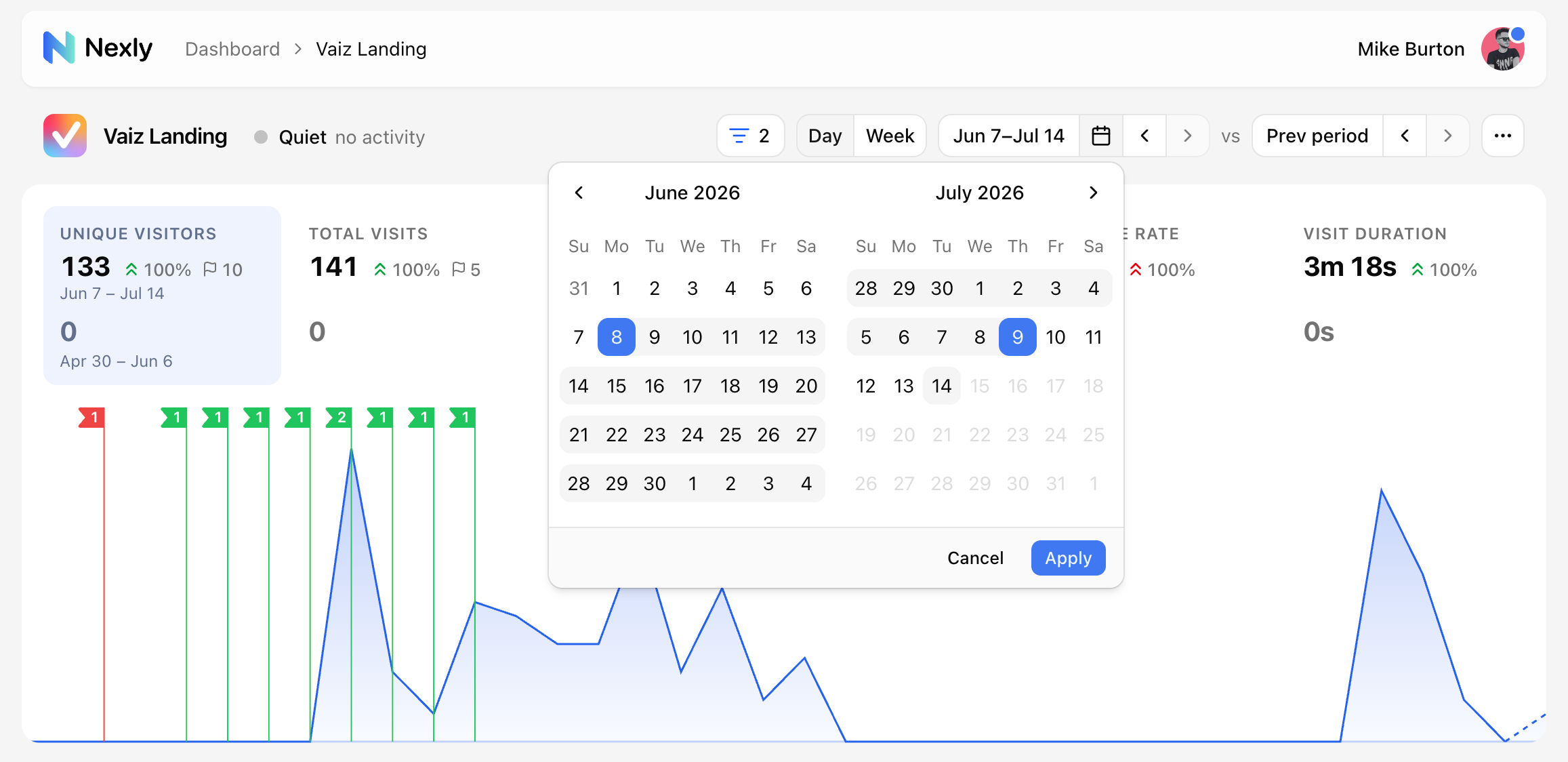 Custom date range calendar