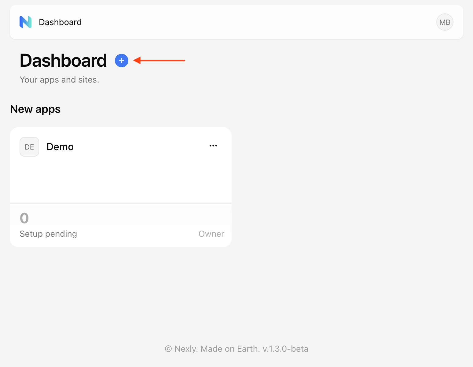 Add another property with the plus button on the home dashboard