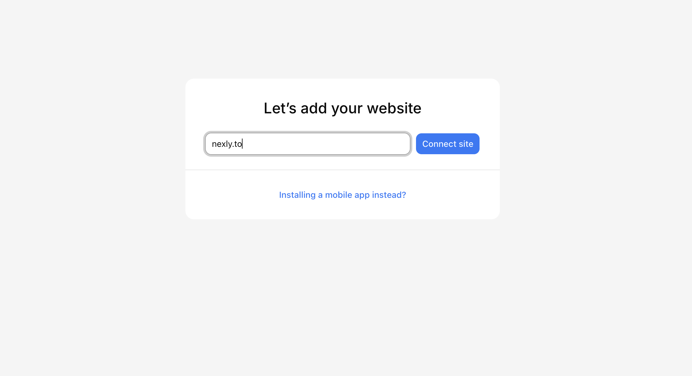 Connect a website during setup